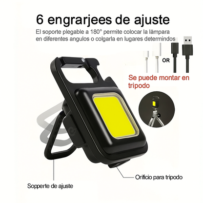 500 lúmenes, recargable por USB, base magnética y múltiples funciones — ilumina cualquier rincón con facilidad